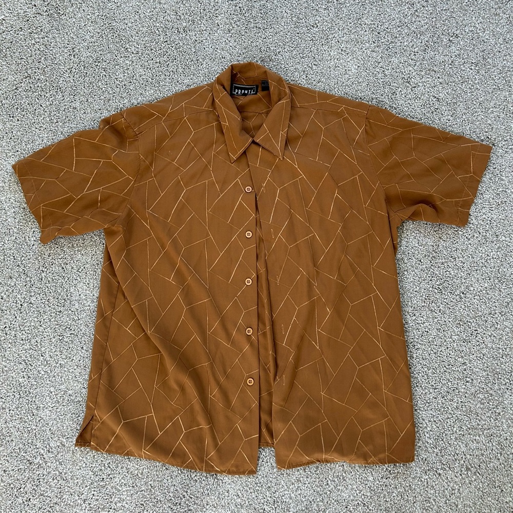 geometric stitch button up